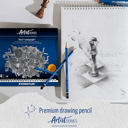 STAEDTLER Mars Lumograph Art Drawing Pencils (12-Pack) - Sustainable, Break-Resistant Graphite, Metal Case | Sustainable, Break-Resistant Graphite, Metal Case - style: Tin of 12