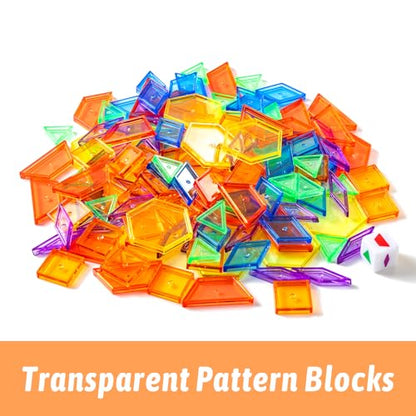 PreTrans Kids Light Box – Translucent Pattern Blocks – Sensory Light Table for Kids, Artist Tracing Light Box, LED Light Up Sensory Table