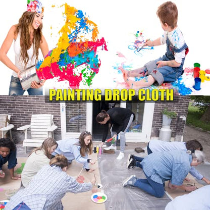 20 Pieces Plastic Drop Cloth, Multiple Waterproof Cloth Sheets for Painting, Dust-Proof and Rustproof, 9x12 Feet Tarp, Furniture Cover - size: 20 Pieces