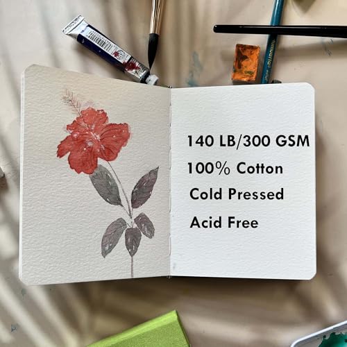 tumuarta Watercolor Sketchbook,140 LB, 300GSM, 100% Cotton, Cold Press - color: Purple, size: 6"x6"