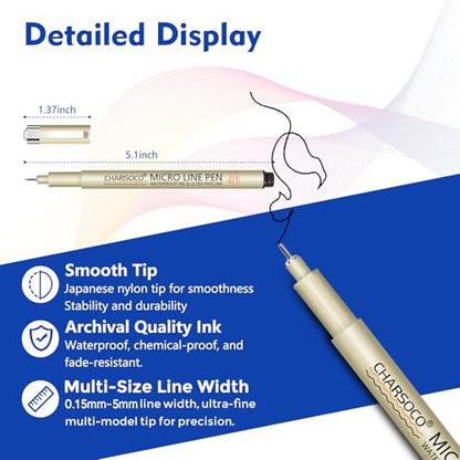 01 Micro Pen, Waterproof Archival Ink, 0.25mm Fineliner Ink Pens for Artist Illustration, Sketching, Anime, Manga, Technical Drawing and Scrapbooking, Fine Point Pen with 24 Colors - color: 24 Colors