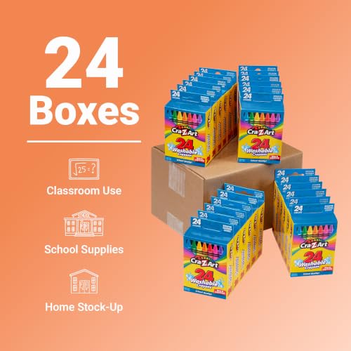 Cra-Z-Art Bulk Crayons, 24 Packs of 24 Count Washable Crayons, School Supplies, Classroom Supplies, Teacher Bulk Pack - size: 24 Count (Pack of 24)