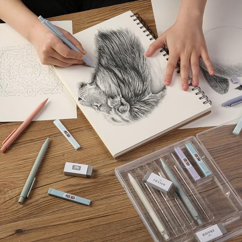 Mr. Pen- Pastel Mechanical Pencil Set with Lead Refills & Erasers, 6 Pack | 2 Sizes, 0.5 & 0.7mm, 6x Tubes HB & 2B Lead Refill, 3x Erasers for School Supplies, Note Taking, Drawing, Sketching, Office