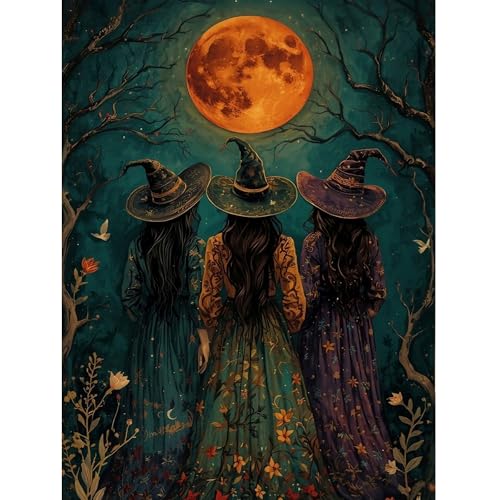 GQYCZZ The Witch Diamond Art Kits for Adults Beginners,Halloween Horror Witch DIY 5D Diamond Painting Kits Full Drill Diamond Dots Paintings with Diamonds Gem Art and Crafts Home Decor 12x16inch - color: Witch Diamond Art 2