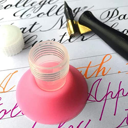Portable Travel Inkwell Set for Calligraphy Glass Dropper Bottle, Dinky Dip Ink Holders, Refillable Ink Well for Dip Pens & Fountain Pens, Compatible with Ink Miser and Other Fountain Pen Inks
