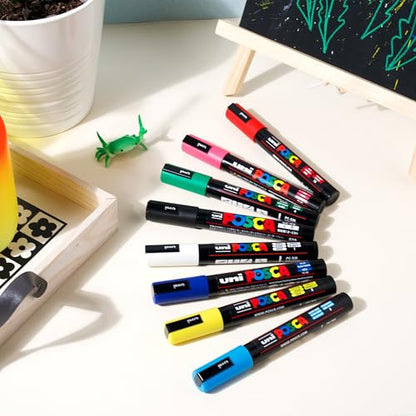 POSCA® PC-5M Paint Markers, 8 Count Medium Reversible Tip Set (1.8–2.5 mm) - size: 1 Count (Pack of 8), style: Round Tip