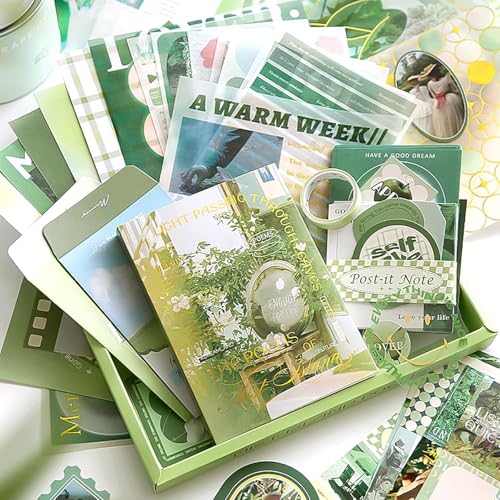 ATIRAMANIYA 346pcs Vintage Scrapbook Kit Aesthetic Junk Journal Set with Stickers, Washi Tape, A6 Notebook & Decorative Paper, All-in-One Scrapbook Kit Stationery (Poetry) - color: Poetry
