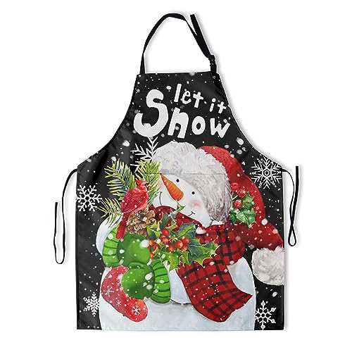 Imiss Waterproof Stain-Resistant Cooking Chef Aprons for Grill BBQ Baking 27 X 31 Inch - color: Let It Snow