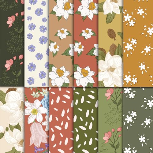 48 Sheets Vintage Floral Scrapbook Paper,Vintage Floral Pattern Decorative Scrapbook Paper for Journals DIY Cards and Photo Albums,Aesthetic Craft Supplies - color: Vintage Floral