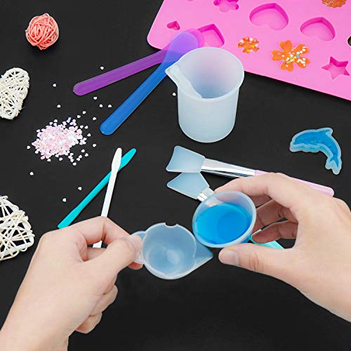 15PCS Silicone Measuring Cups Set, Mixing Cups for Epoxy, Resin Arts, Glue, Jewelry Casting Molds, Acrylic Paint Pouring, Cup Making, Waxing, Crafts, 5 Kinds Capacity(700/300/100/20/15ml) - size: X Large-700ml, 300ml, 100ml, 20ml, 15ml