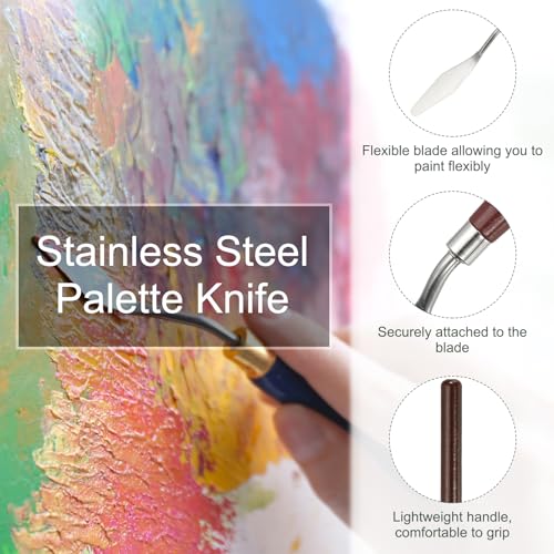 YOKIVE 14 Pcs Stainless Steel Palette Knife, Professional Art Spatula Set Oil Painting Accessories Color Mixing Scraper with Wood Handle, Great for Canvas Acrylic Painting (Red Brown) - color: Red Brown