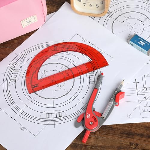 Mr. Pen- Geometry Compass and Protractor Set, 6 Inch Compass - color: Candy Apple Red, size: 1 Set