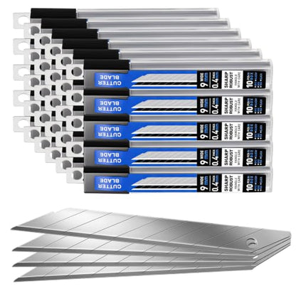 Hicarer 300 Pack 9mm Snap off Utility Knife Blades, 30 Degree Sk2 Carbon Steel Knife Replacement Blades with 30 Storage Cases for Box Cutter Craft Vinyl Wallpaper Cardboard Cutting