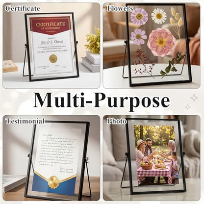 Hoteam 12 Pack Black Floating Photo Frame, 6 x 8 Inches Double Glass Desktop Picture Frames with Metal Stand for Pictures Photos Pressed Flowers Desk Tabletop Display - color: Black, size: 6 x 8 inches