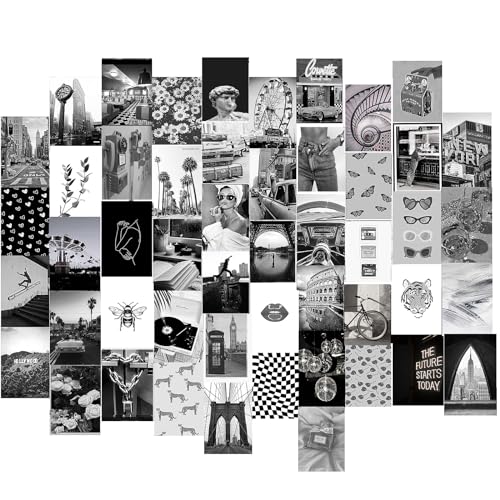 Michgar Black & White Wall Collage Kit Aesthetic Pictures Aesthetic Room Decor, Bedroom Decor for for Girls and Teen Boys.Wall Collage Kit Photo Wall, Aesthetic Posters, Collage Kit,Black and White - color: Black & White