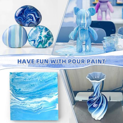 Colorful Blue Series Acrylic Pouring Paint Set, 4 Colors, 3.34 oz Craft Kit - color: Blue Color