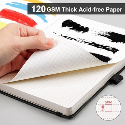 AHGXG Graph Paper Notebook, 120 GSM Paper, 160 Pages, A5 (5.7'' X 8.3'') - color: Black, style: A5-Grid-120G