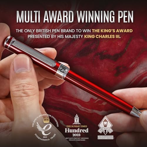 Scriveiner Deep Crimson Ballpoint Pen - Stunning Red Lacquer Luxury Pen, Chrome Finish, Schmidt Black Refill, Best Ball Pen Gift Set for Men & Women, Professional Executive Office, Nice Designer Pen - color: 6. Crimson Red with Chrome