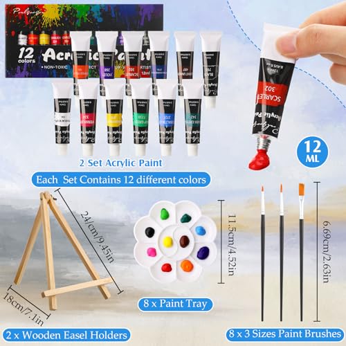 Cholemy 36 Pcs Paint and Sip Kit Gift for Adults 8''x10'',Hawaii | Pre Drawn Canvas, Painting DIY Afro Acrylic Painting Kit, Wood Easel Brushes, Date Night Bulk, Summer Halloween Party - style: Hawaii