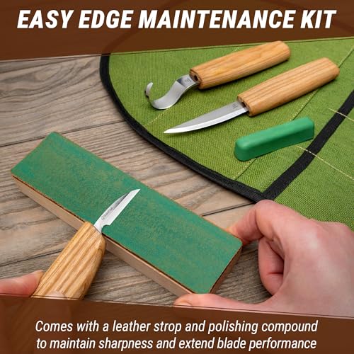BeaverCraft S13 Wood Carving Tools Set for Spoon Carving 3 Knives Wood Carving Kit for Beginners Hook Knife Wood Carving Right-Handed Spoon Carving Whittling Knives (S13 Right-Handed)
