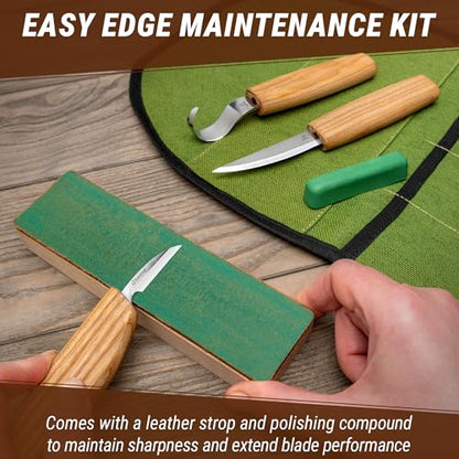 BeaverCraft S13 Wood Carving Tools Set for Spoon Carving 3 Knives Wood Carving Kit for Beginners Hook Knife Wood Carving Right-Handed Spoon Carving Whittling Knives (S13 Right-Handed)