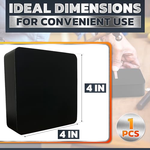 Rubber Bench Block for Jewelry Making, 4 x 4 Inch Black Synthetic | Absorbs Vibration While Hammering, Shaping, Forming - Scratch and Deformation Resistant Work Surface for Metalsmithing Jobs