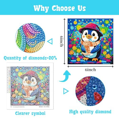 Libfx Diamond Art Kits for Kids 4 PCS Diamond Art for Girls Boys Beginners Arts and Crafts for Kids(Lion-Elephant) - color: C