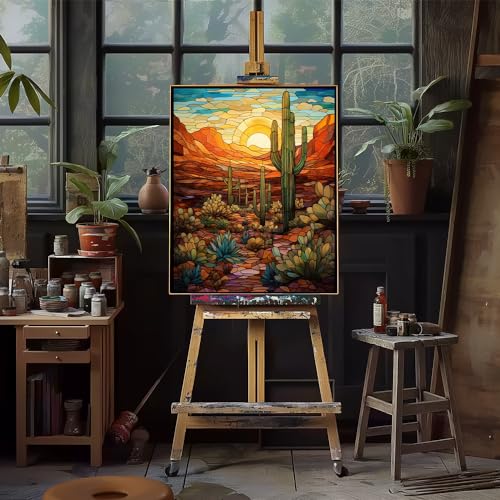 Natuyalo Paint by Numbers Kit for Adults - Cactus DIY Adult Paint by Number Kits Wilderness Landscape Acrylic Canvas Painting for Adults Beginners Kids Art Crafts Without Frame, 16x20 Inch - color: ART-06
