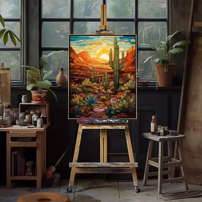 Natuyalo Paint by Numbers Kit for Adults - Cactus DIY Adult Paint by Number Kits Wilderness Landscape Acrylic Canvas Painting for Adults Beginners Kids Art Crafts Without Frame, 16x20 Inch - color: ART-06