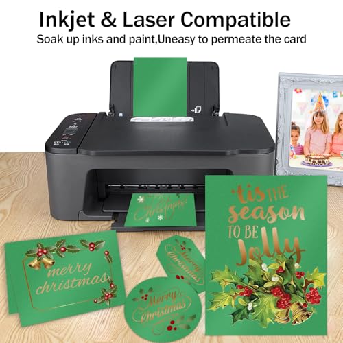 Green Shimmer Cardstock 8.5 x 11 Green Paper | Goefun 24 Sheets 80lb Card Stock Printer Paper for Christmas, Invitations, Certificates, Crafts, Card Making - color: green