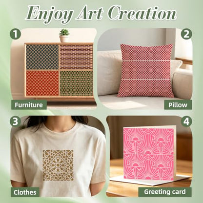 Texture Stencils for Crafts Reusable 16Pcs Stencils(5.9X5.9 Inch) - color: Texture 12