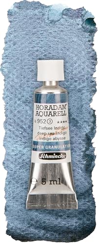 Schmincke - HORADAM® AQUARELL, Super Granulation, 14 952 001 Deep Sea Indigo, 5 ml tube, very strong granulating tones, finest, super granulating watercolors - color: 952 deep sea indigo