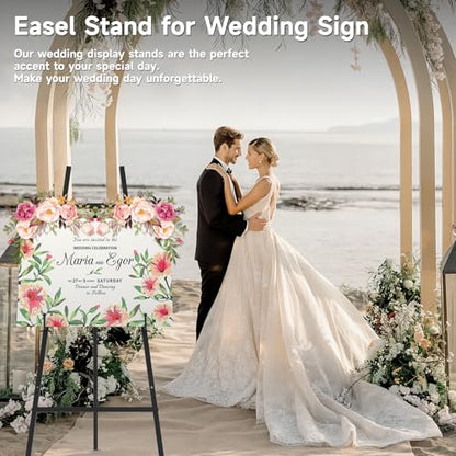 Easel Stand for Sign, Black Metal Display Easel for Wedding & Posters | 4-Tier Art Easel with Adjustable Chain, Heavy Duty, 47 Inch Height, Detachable Design, Easy to Store & Installation