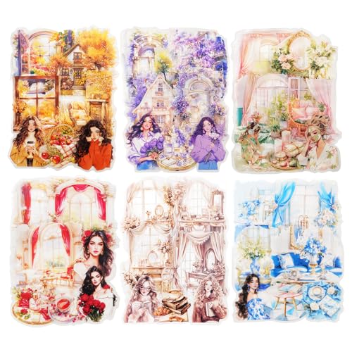 120 Pcs Cozy Room Stickers for Scrapbooking and Journaling - color: Corner of Time