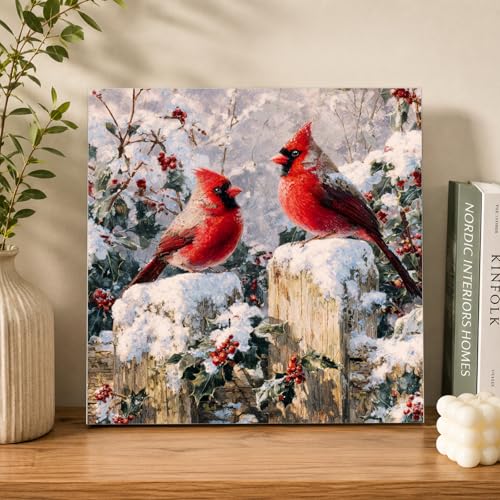 AUKELHJ Framed Paint by Numbers Kit for Adults, Cardinal, 10x10 inch - color: 05-Cardinal