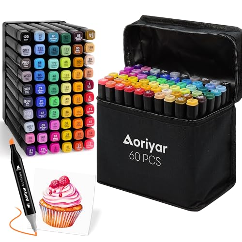 Alcohol Markers Dual Tip Art - 60 Colors Marker Set