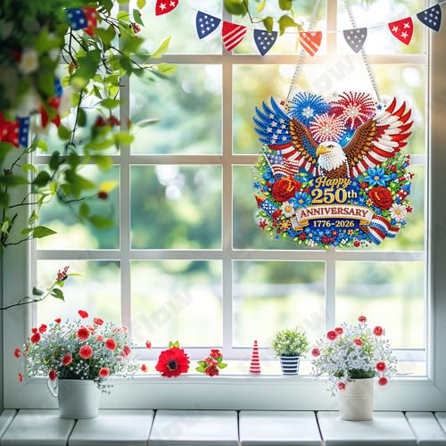Eiflow Acrylic Diamond Art Hanging Kit for Adults, DIY Diamonds Painting Door Hanger Board Kit, Special Crystal Diamond Art Painting Pendant Ornament (250th) - color: 250th
