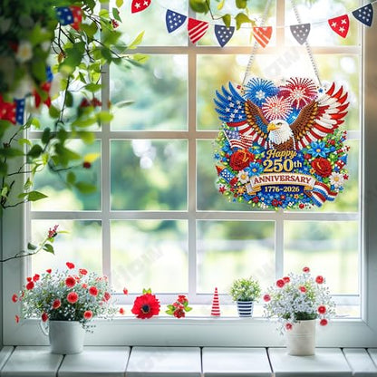 Eiflow Acrylic Diamond Art Hanging Kit for Adults, DIY Diamonds Painting Door Hanger Board Kit, Special Crystal Diamond Art Painting Pendant Ornament (250th) - color: 250th