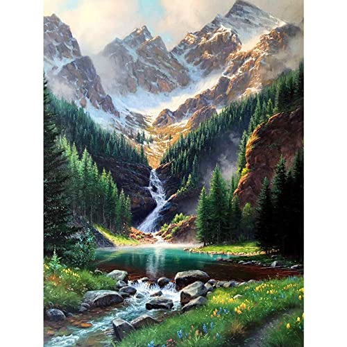 LELEMON Diamond Painting Kits,Waterfall Mountain Diamond Art for Adults | 5d Diamond Painting Kits for Adults,Diamond Art Kits with Diamond Painting Accessories for Home Wall Decor 12 x 16inch - color: waterfall