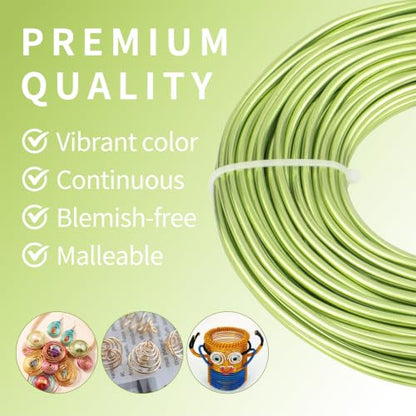 9 Gauge Aluminum Craft Wire, 52.5FT Bendable Armature Wire for Sculpting, Jewelry Making, DIY Crafting, Doll Making, Modelling, Bonsai Training(Neon Green) - color: Neon Green