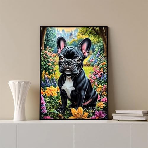 Bulldog Diamond Art Kits for Adults, Animals 5D Diamond Painting Kits for Adults, DIY Gem Painting, Dimond Art Paintings Kit, Crafts for Adults, Full Drill Diamond Dot for Home Wall Decor 12 X 16 Inch - color: CM085