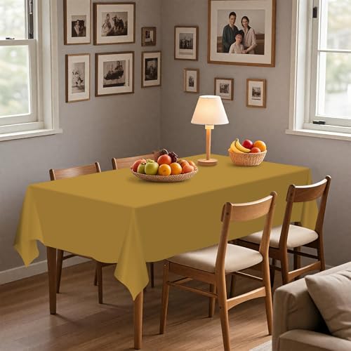 54IN X 320FT Plastic Table Cover Roll with Cutter Box, Cut to Size Plastic Table Cloths for Parties, Birthday, (Gold, 54"x3840"(Rectangular)) - color: Gold, size: 3840" x 54" (Rectangular)