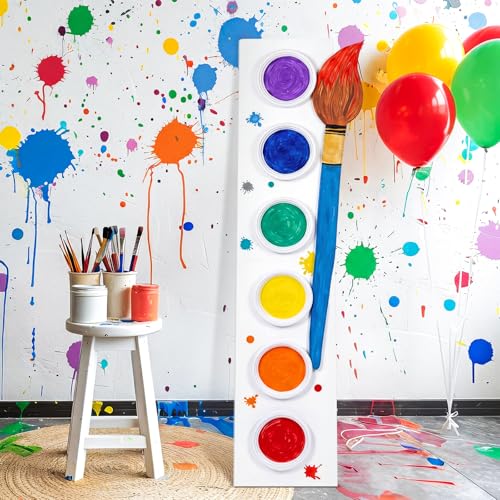 Qunclay 45 x 13 Back to School Giant Palette Art Decor (1pcs, Rectangular) | Giant Paint Palette, Giant Paint Brush Prop, Art Decoration for Classroom Party School Birthday Photo Prop Backdrop - style: Rectangular
