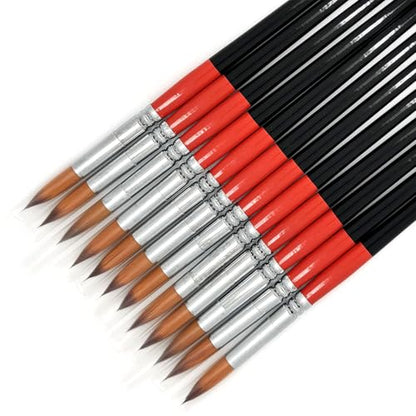 Size #10 Pointed Round Paint Brush Set of 12, Premium Taklon Synthetic Hair - size: Size #10 Pointed Round (12 PCS)