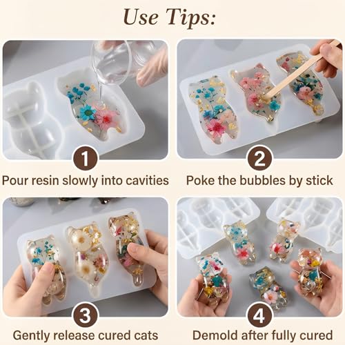 Cat Figurines Epoxy Resin Molds, 3D Kitten Animal Silicone Molds - color: Kitten Resin Mold