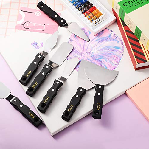 7 Pieces Large Painting Knives Stainless Steel Spatula Palette Knife Painting Mixing Scrapers Oil Painting Accessories Pallet Knife Set for Color Mixing Acrylic Mixing Supplies