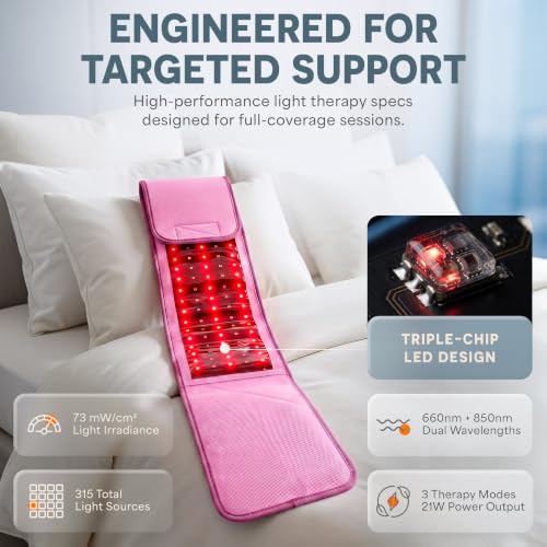 Lifepro Allevared Red Light Therapy Belt -105 Triple Chip LED Belt - color: Pink