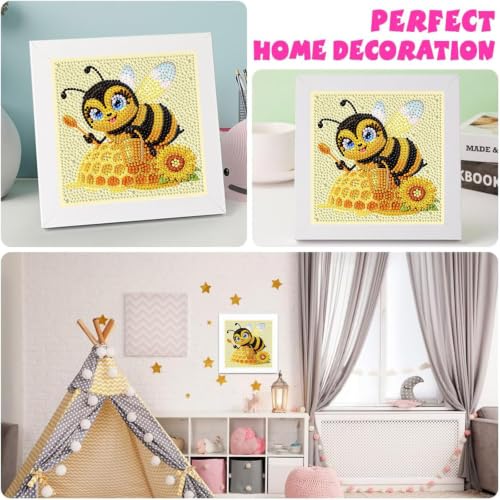 Bee Diamond Art Painting Kits for Kids with Frame Ages 4-8-12 (7x7 inch) - color: CC1150