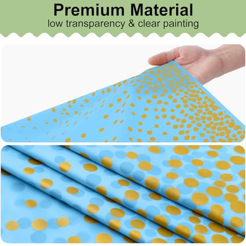 3 Packs Dot Disposable Table Cloth, 54 x 108 Inch Waterproof Plastic Tablecloth, Rectangle Gold Dots in Light Blue Table Covers for Picnic, Birthday, Party and Back to School - color: Gold in Light Blue, size: 54" x 108"