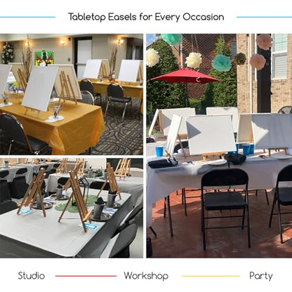 MEEDEN Small Tabletop Easel Stand: 16" x 12 Pack Pine Wood Table Top Stand | Black Mini Wooden Display Easel for Painting Sign Picture Party Classroom - color: Black, size: 16in-12pcs